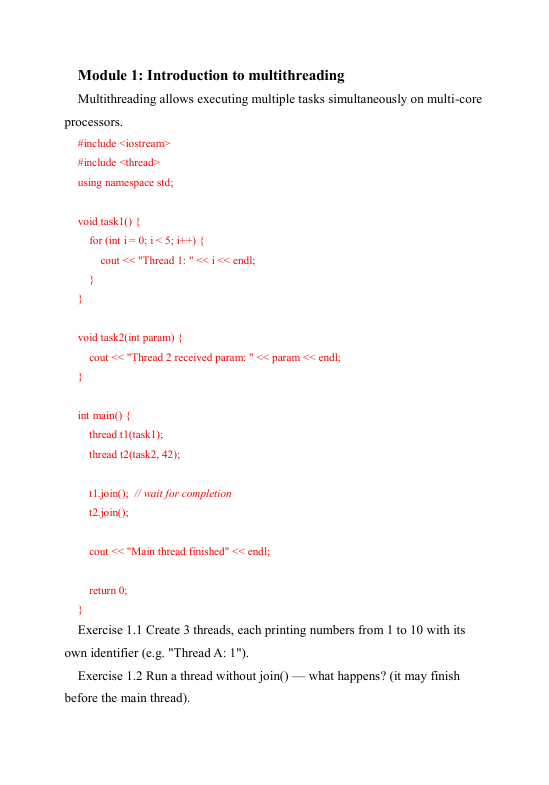 Code snippet for multithreading with C++ syntax on a white background