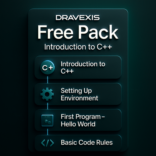 Dravexis Free Pack for Introduction to C++ on a dark background