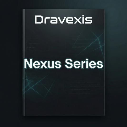 Black book or cover with 'Dravexis Nexus Series' text on a dark background