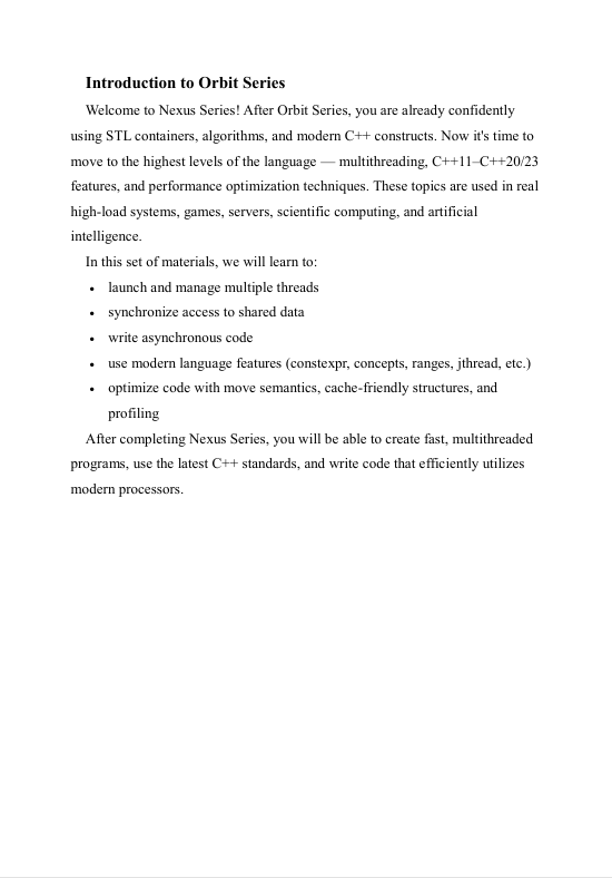 Introduction to Orbit Series document on a white background