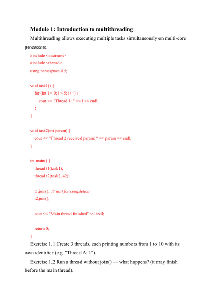 Code snippet for multithreading with C++ syntax on a white background
