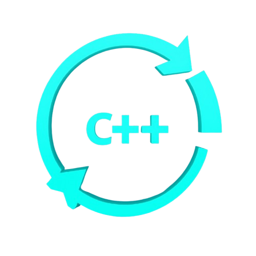 C++ logo enclosed in a circular arrow on a white background